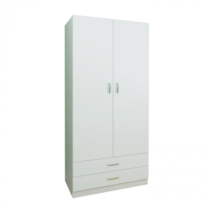 Sifonier cu rafturi si 2 sertare Daria 200x60x50cm, Culoare Alb, Material Pal 18mm [3]