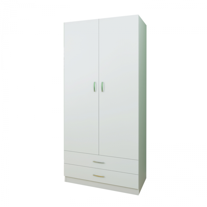 Sifonier cu rafturi si 2 sertare Daria 200x60x50cm, Culoare Alb, Material Pal 18mm [5]