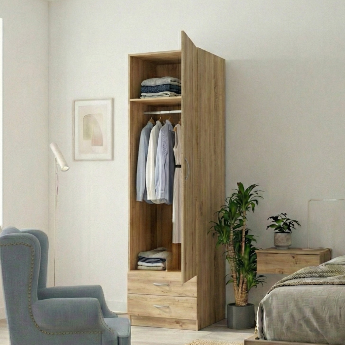 Dulap Mara, 200x50x50 cm, Culoare Sonoma, Material Pal 18mm [2]