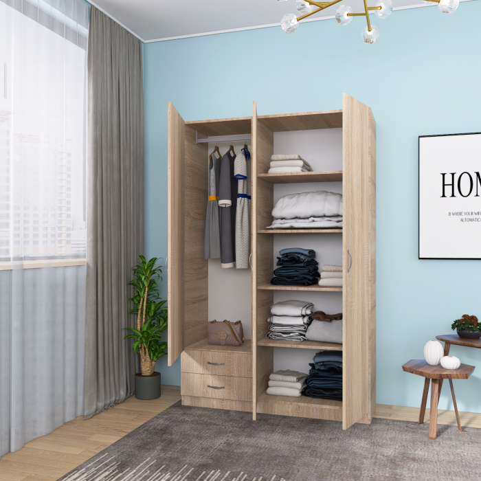 Dulap Milano, 200x130x50 cm, Material Pal 18mm, Culoare Sonoma [2]