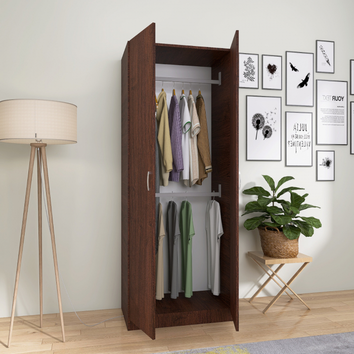 Dulap Niro cu Bara Haine 200x80x50 cm, Culoare Wenge, Material PAL 18mm [1]