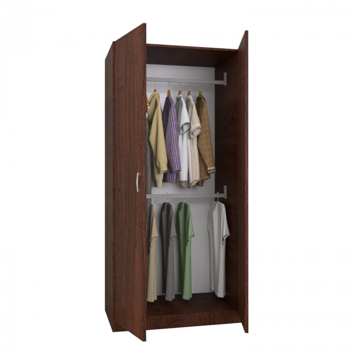 Dulap Niro cu Bara Haine 200x80x50 cm, Culoare Wenge, Material PAL 18mm [3]
