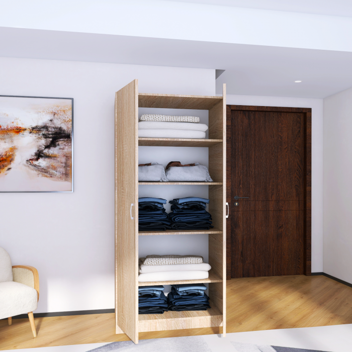 Dulap MIRCO cu rafturi, 200x80x50cm, Culoare Sonoma, Pal 18mm [2]
