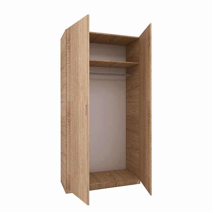 Dulap Rubin cu Bara Haine 175x80x50 cm, Culoare Sonoma, Material PAL 18mm [4]