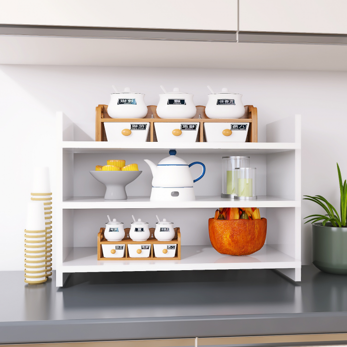Etajera Organizator Bucatarie, Baie, H40xL50xA22 cm, Pal 18mm, Culoare Alb [2]