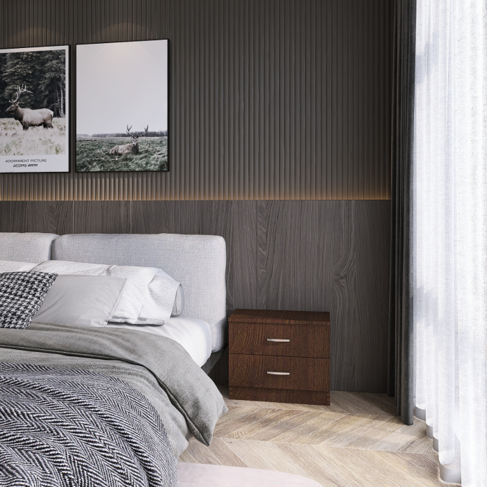 Noptiera cu 2 sertare, H50 x A45 x L50 cm, Culoare WENGE, Material PAL 18mm [3]