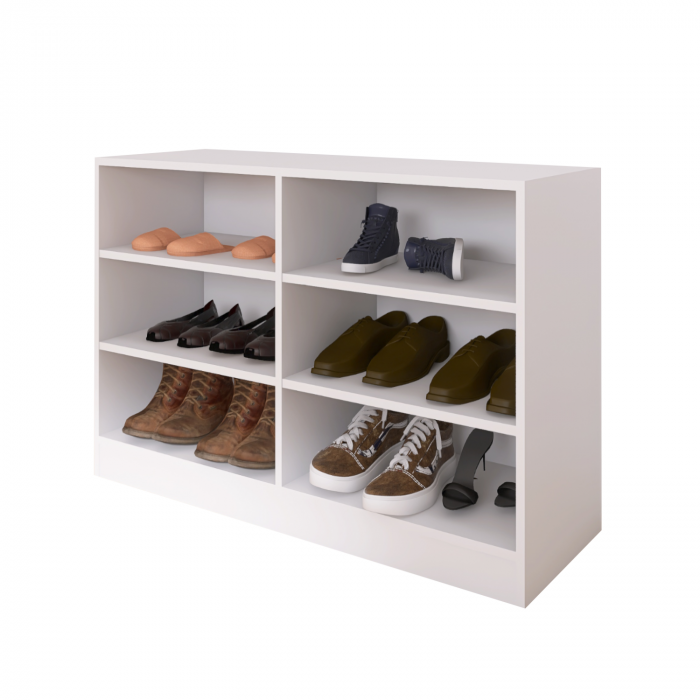 Pantofar 3 compartimente, H80 x L100 x A40cm, Material Pal 18mm, Culoare Alb [2]