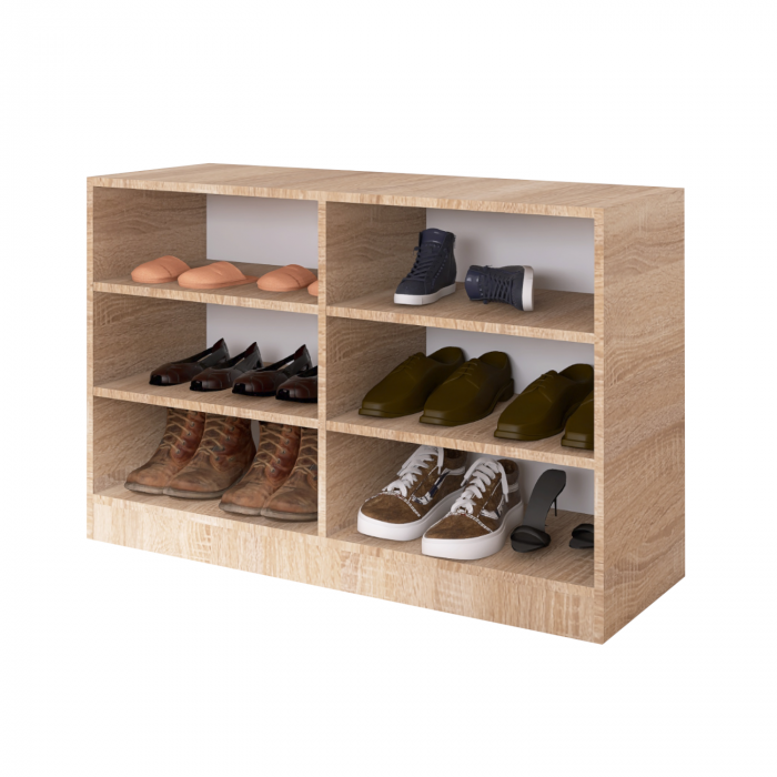 Pantofar 3 compartimente, H80 x L100 x A40cm, Material Pal 18mm, Culoare Stejar Sonoma [3]