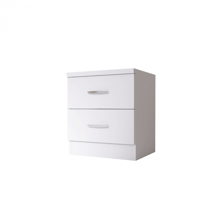 Set 2 Noptiere cu 2 sertare, H50 x A45 x L50 cm, Culoare Alb, Material PAL 18mm [3]