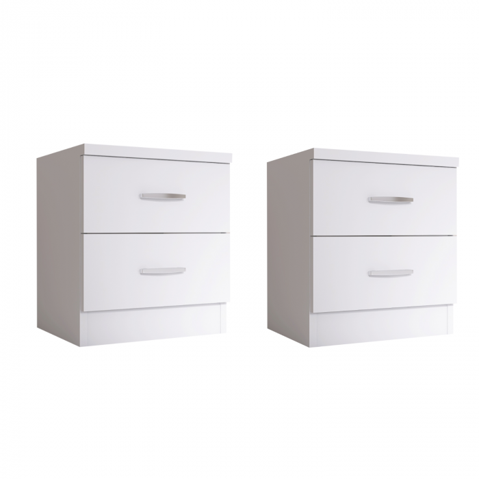 Set 2 Noptiere cu 2 sertare, H50 x A45 x L50 cm, Culoare Alb, Material PAL 18mm [1]