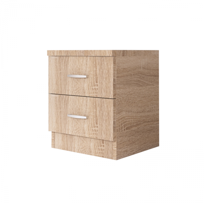 Set 2 Noptiere cu 2 sertare, H50 x A45 x L50 cm, Culoare Stejar Sonoma, Material PAL 18mm [2]