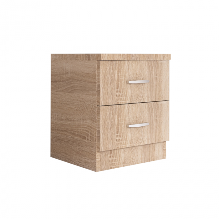 Set 2 Noptiere cu 2 sertare, H50 x A45 x L50 cm, Culoare Stejar Sonoma, Material PAL 18mm [3]