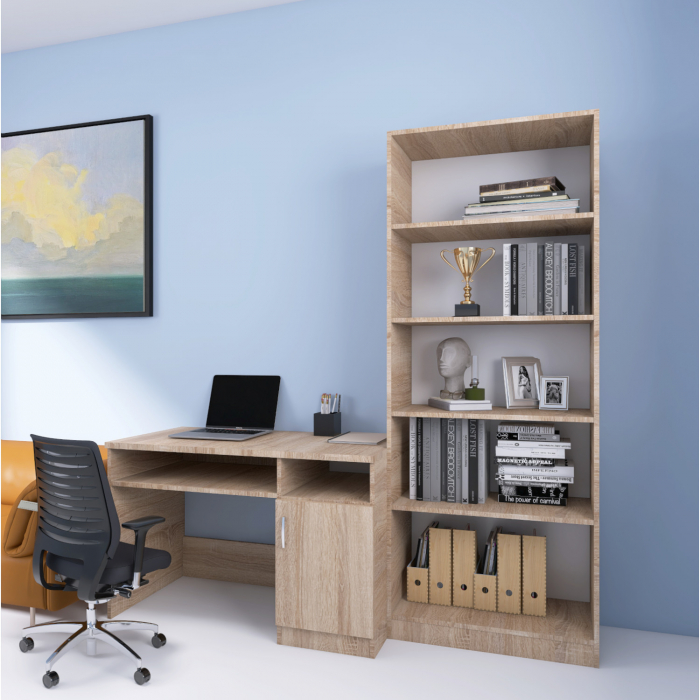 Set Birou Alex cu Biblioteca SKY, Culoare Sonoma, Material Pal 18mm [2]