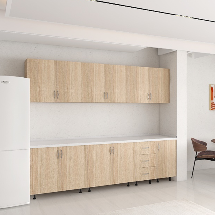 Set Bucatarie 220 cm, Pal 18mm, Culoare Sonoma. Blat Termorezistent Inclus [2]