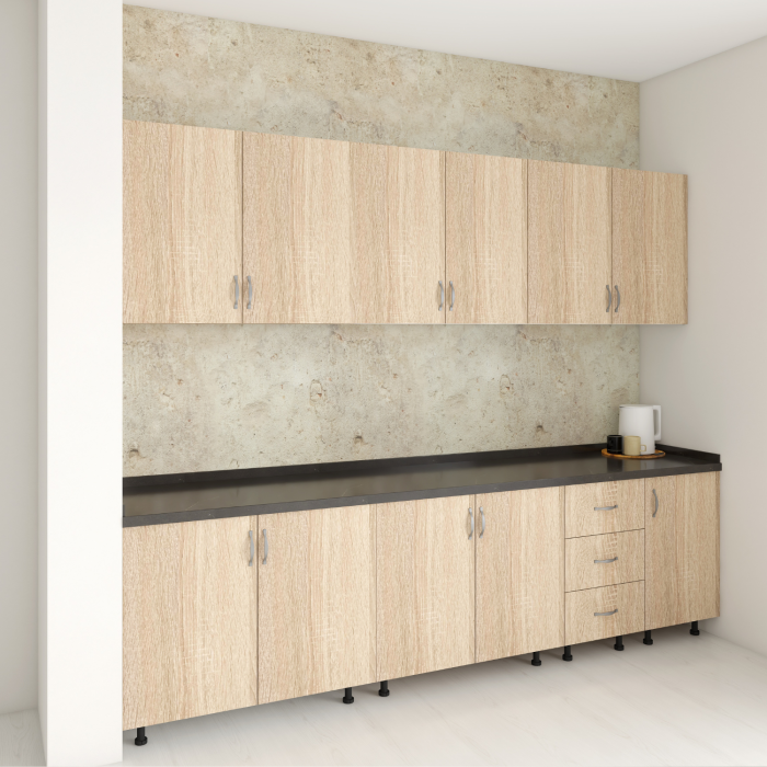 Set Bucatarie 240cm Valencia , Pal 18mm, Blat Termorezistent Negru , Culoare Stejar Sonoma [5]