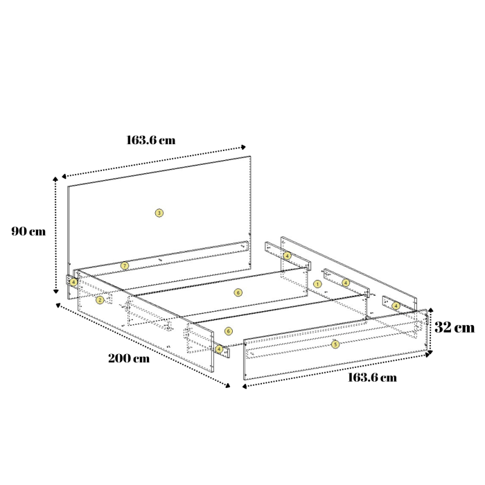 Set dormitor CEZAR Stejar Sonoma cu pat 160 × 200 cm, dulap și două noptiere [3]