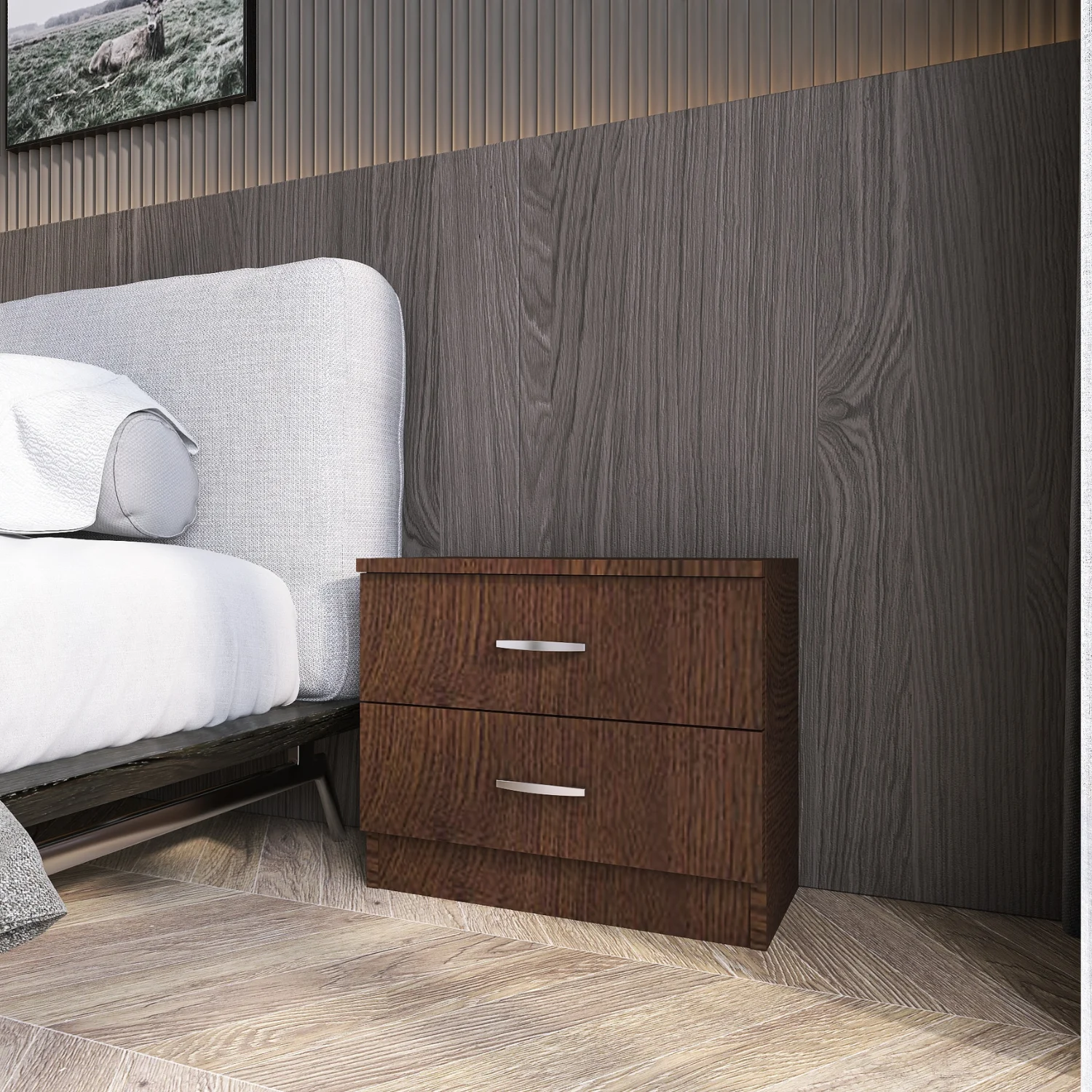 Set dormitor Wenge cu pat 120 × 200 cm și două noptiere [2]