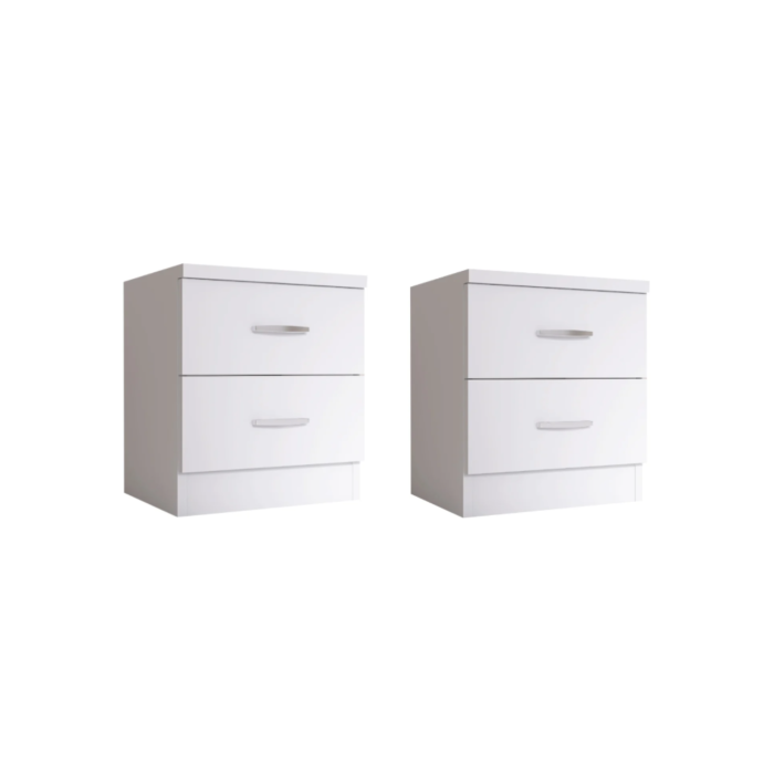 Set Pat 140 x 200 si 2 Noptiere, Pal 18mm, Culoare Alb [2]