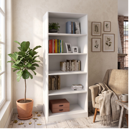 Mobilier B2B - Bibliotecă SKY cu 4 rafturi Alb 80 × 40 × 200 cm DituProd