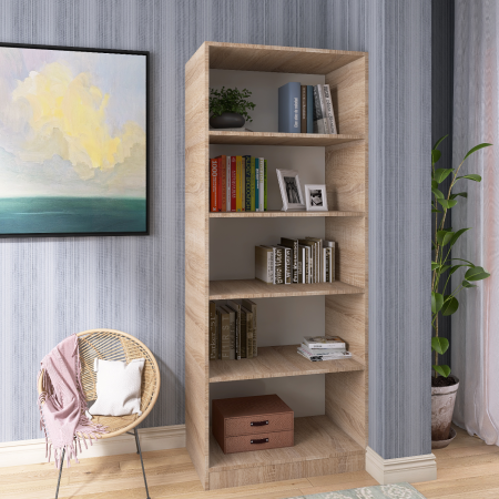 Biblioteci - Biblioteca SKY 4 Rafturi, 200x80x40 cm, Culoare Sonoma, Pal 18mm