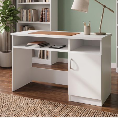 Birouri - Birou ALEX cu suport tastatură,Culoare ALB, 115 × 60 × 82 cm, PAL 18 mm