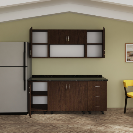 Bucatarie 160cm Bella, Culoare WENGE, Material PAL 18mm, Blat Termorezistent 2.8 cm [2]