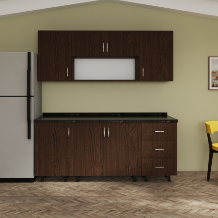 Bucatarii - Bucatarie 160cm Bella, Culoare WENGE, Material PAL 18mm, Blat Termorezistent 2.8 cm