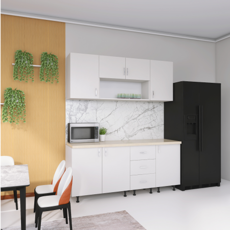 Bucatarii - Bucatarie 160cm Lili , Culoare ALB, Material PAL 18mm, Blat Termorezistent 2.8 cm