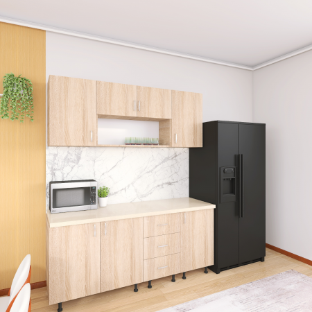 Bucatarii - Bucatarie 160cm Lili , Culoare Sonoma, Material PAL 18mm, Blat Termorezistent 2.8 cm