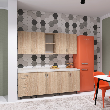 Bucatarii - Bucatarie 200 cm DARIA, Culoare SONOMA, Material PAL 18mm, Blat Termorezistent de 2,8 cm