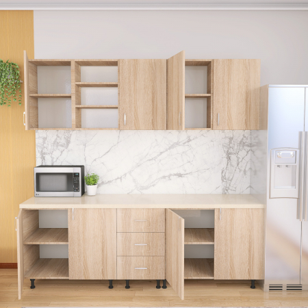 Bucatarii - Bucatarie 200cm MARA, Culoare Sonoma, Material PAL 18mm, Blat Termorezistent de 2,8 cm