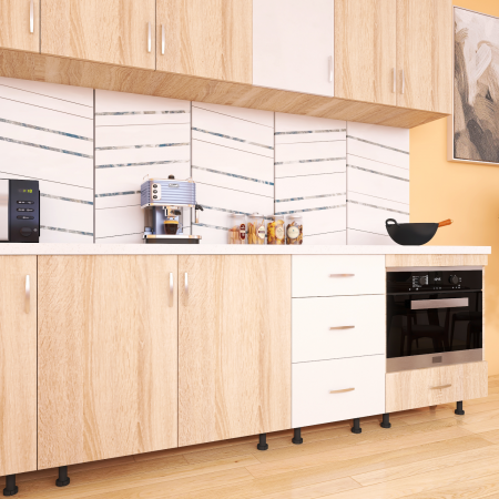 Bucatarie 200cm ROMA, Culoare Sonoma, Material PAL 18mm, Blat Termorezistent de 2,8 cm [2]