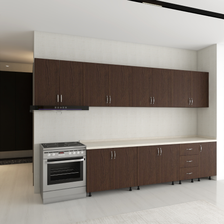 Bucatarie 300cm Amelia, Pal 18mm, Blat Termorezistent, Culoare Wenge [1]