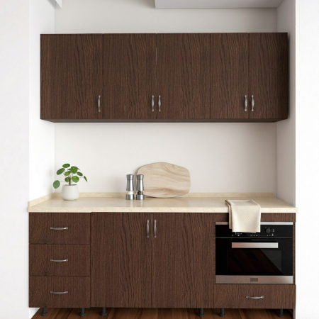 Bucatarie Alina 180 cm, Culoare Wenge, Pal 18mm, Blat Termorezistent 2,8 cm Grosime [1]