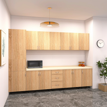 Bucatarii - Bucatarie Claus 300 cm, Material PAL 18mm, Culoare Stejar Sonoma, Blat termorezistent 2.8cm
