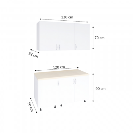 Bucatarie ELA 120, Culoare Alb, Material PAL 18mm, Blat Termorezistent 2.8 cm [2]