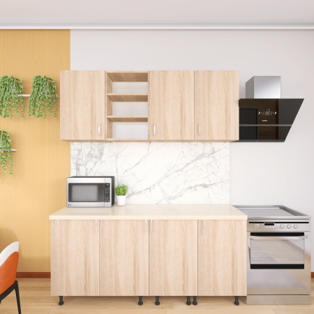 Bucatarii - Bucatarie ELA 160cm , Culoare Sonoma, Material PAL 18mm, Blat Termorezistent