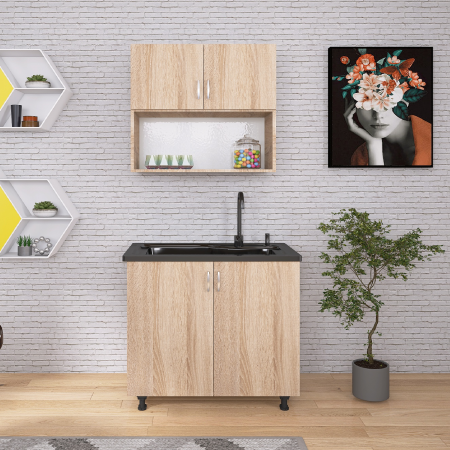 Bucatarie Lia 80cm, Culoare Sonoma, Material PAL 18mm [1]