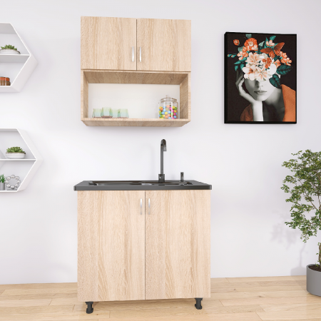 Bucatarie Lia 80cm, Culoare Sonoma, Material PAL 18mm [3]