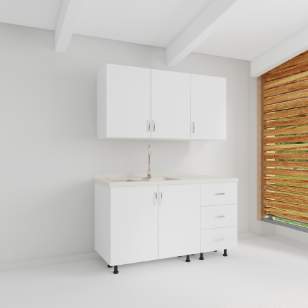 Bucatarie Maia 100 cm, Pal 18mm, Culoare ALB, Blat Termorezistent 2.8 cm [1]