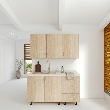 Bucatarii - Bucatarie Maia 100 cm, Pal 18mm, Culoare Stejar Sonoma, Blat Termorezistent 2.8 cm