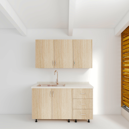 Bucatarie Maia 100 cm, Pal 18mm, Culoare Stejar Sonoma, Blat Termorezistent 2.8 cm [1]