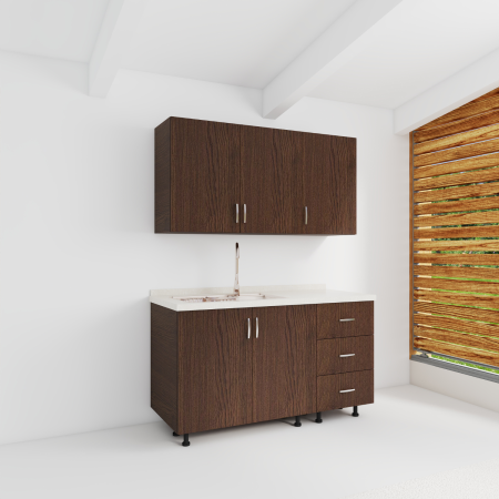 Bucatarie Maia 120 cm, Pal 18mm, Culoare WENGE, Blat Termorezistent 2.8 cm [2]