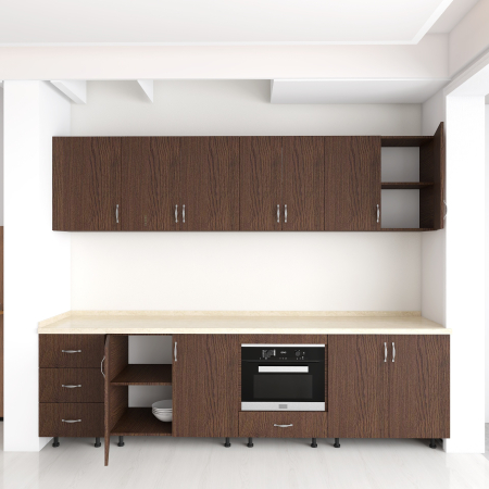 Bucatarie Modulara 260 cm, Picioare Reglabile, Material Pal 18mm, Culoare WENGE [2]