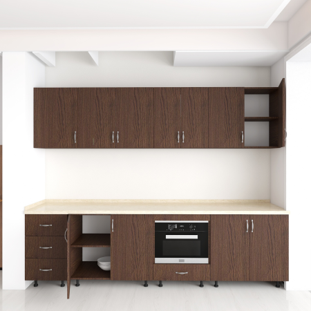 Bucatarie Modulara 260 cm, Picioare Reglabile, Material Pal 18mm, Culoare WENGE [1]