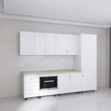 Bucatarie Modulara Adina 240cm ,Picioare Reglabile, Material Pal 18mm, Culoare Alb [2]