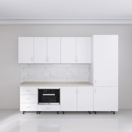 Bucatarie Modulara Adina 240cm ,Picioare Reglabile, Material Pal 18mm, Culoare Alb [1]