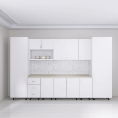 Bucatarie Modulara Adina 320cm,Picioare Reglabile, Material Pal 18mm, Culoare Alb [1]