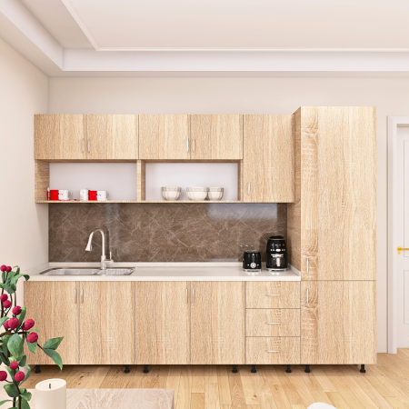 Bucatarii - Bucatarie Modulara CORA 260 cm, Material PAL 18mm, Culoare Stejar Sonoma