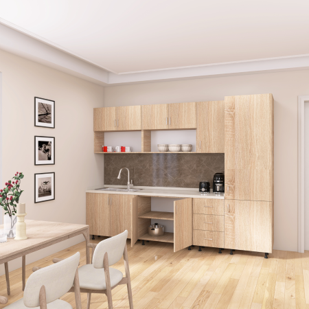 Bucatarie Modulara CORA 260 cm, Material PAL 18mm, Culoare Stejar Sonoma [1]
